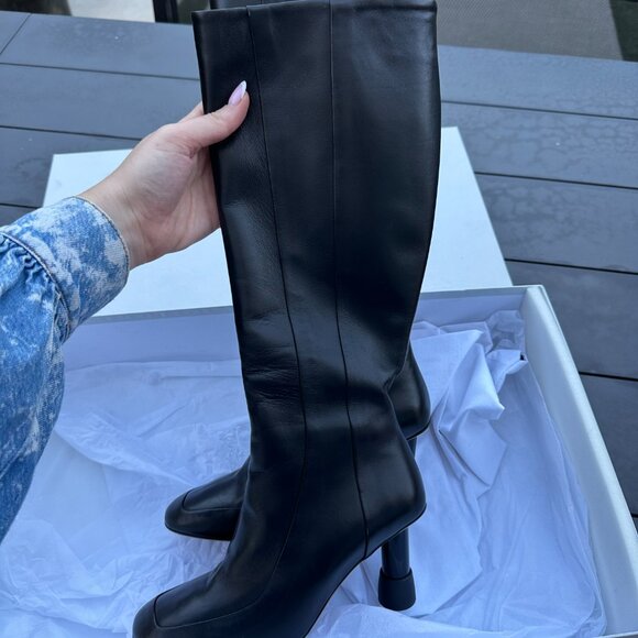 Clergerie Karl Knee HighTall Boots Soft Lambskin Leather Sz 8.5 Black Heels - Picture 5 of 13
